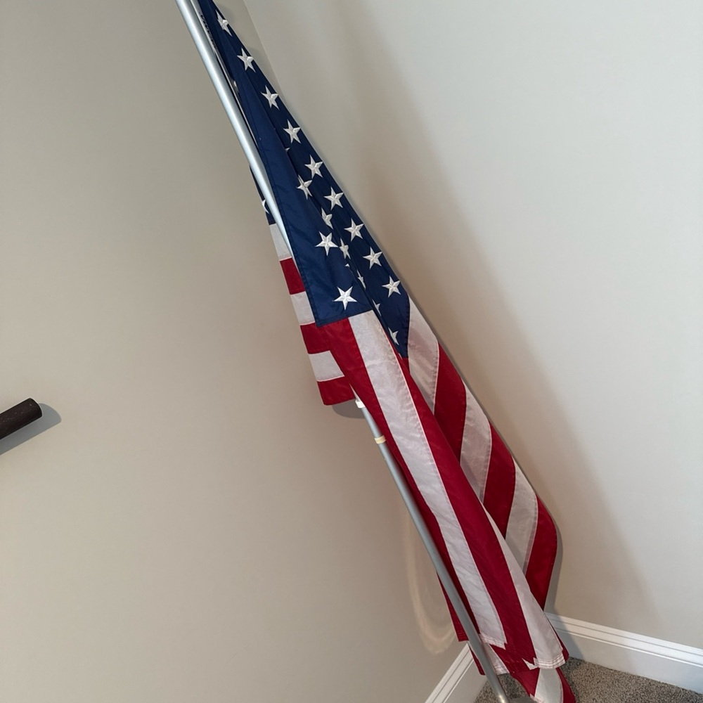 Combo 6 Ft Silver Flagpole Flag 3x5Ft - 100% Nylon